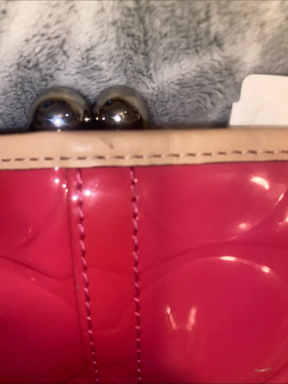 Coach Pink Patent Leather Tote with Tan Handles